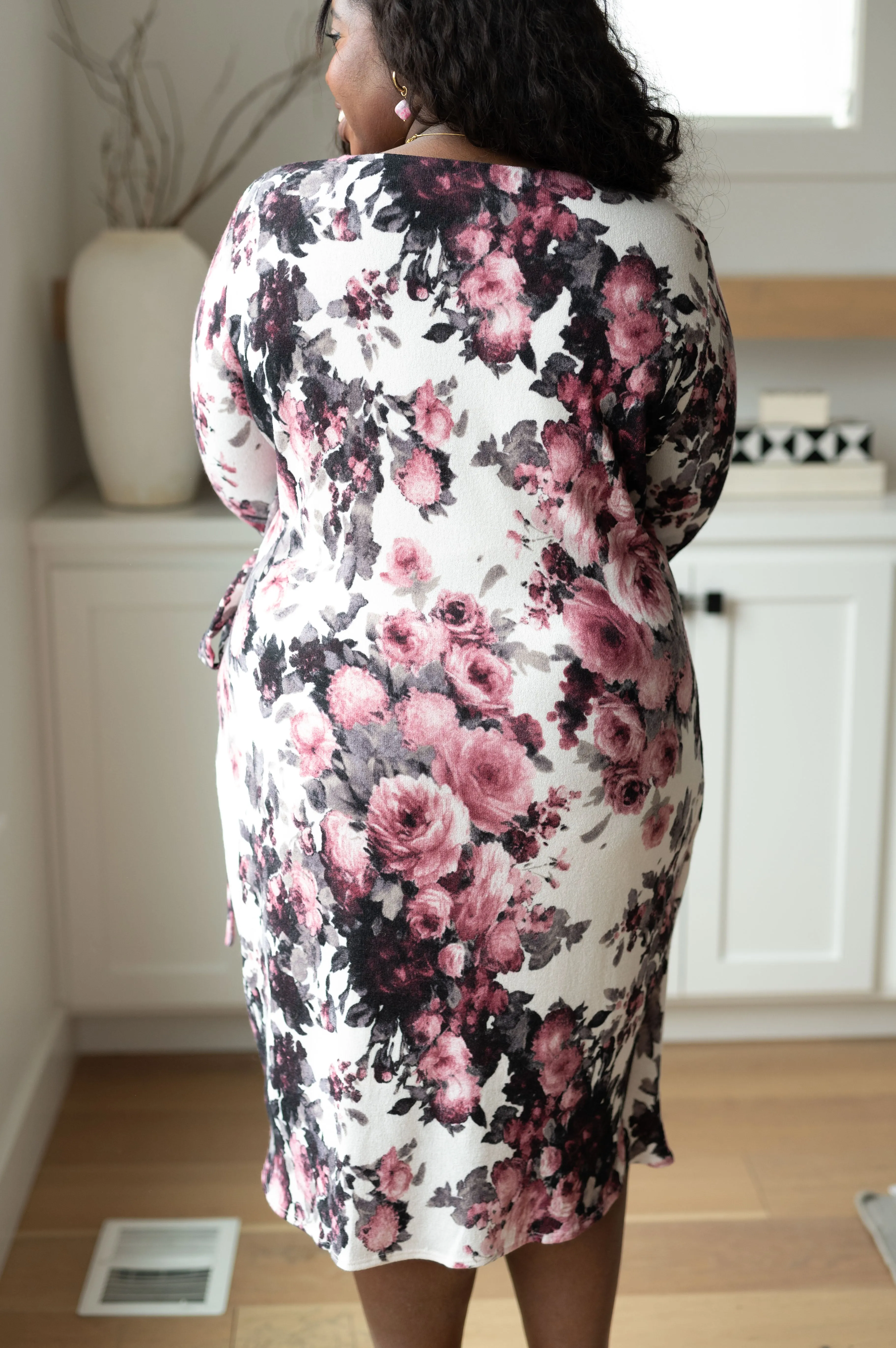 White Floral Faux Wrap Dress