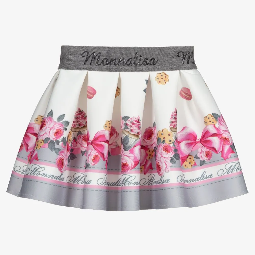 White Floral Neoprene Skirt