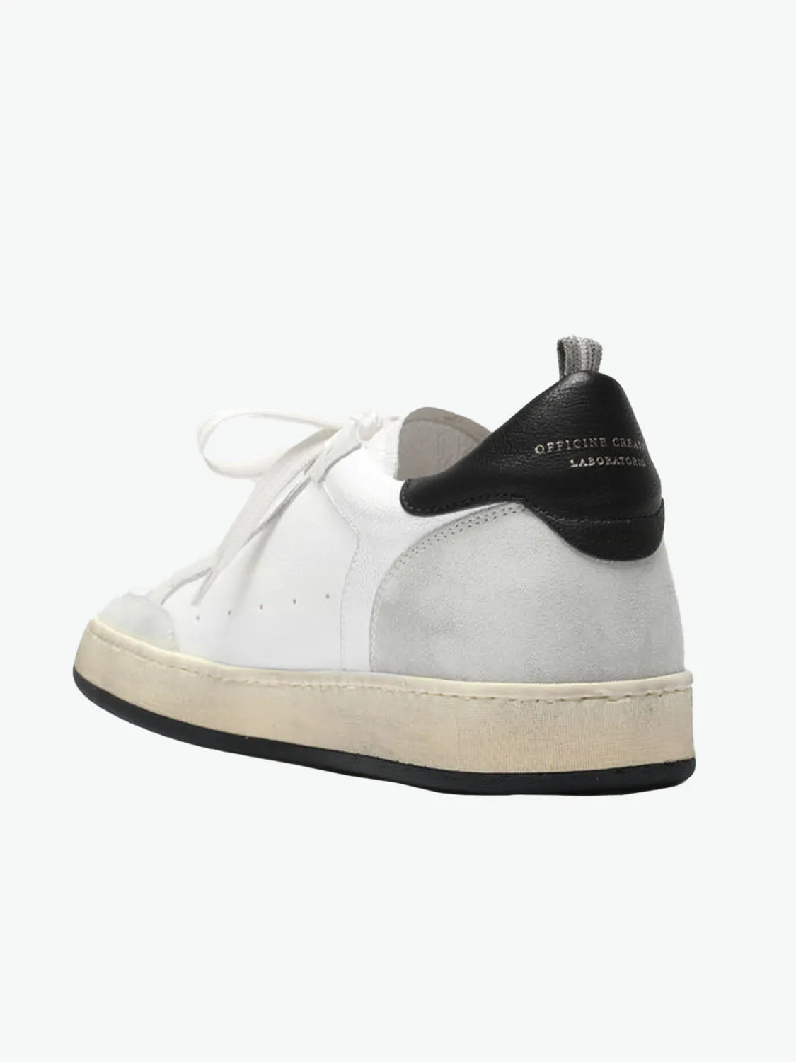 White Grey Leather and Suede Low Top Sneakers