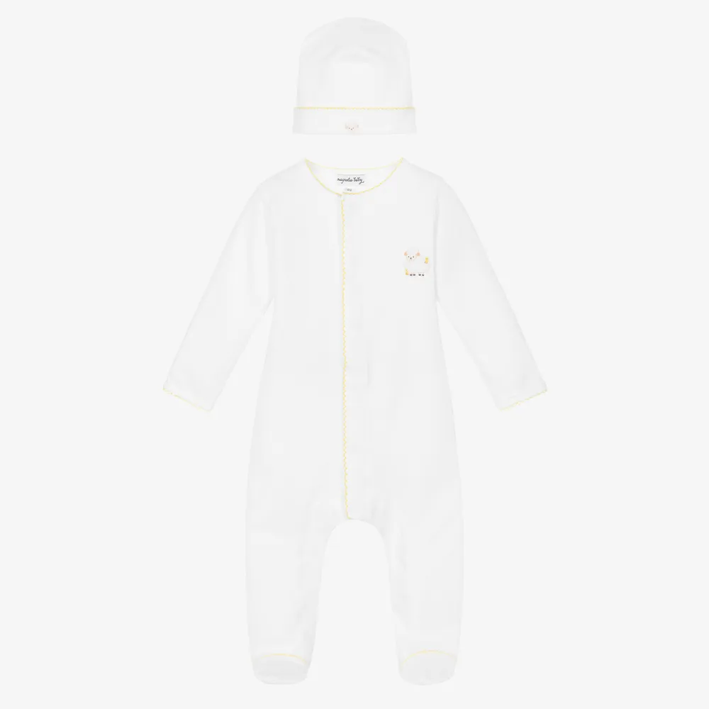 White Lamb Babygrow & Hat Set