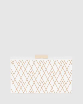 White Rowena Geo Acrylic Clutch Bag