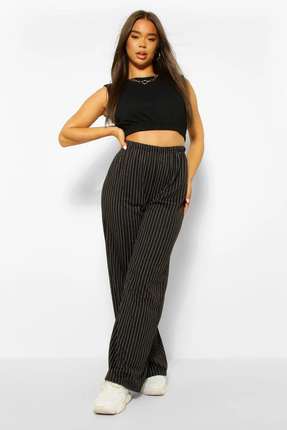 Wide Leg Pinstripe Joggers