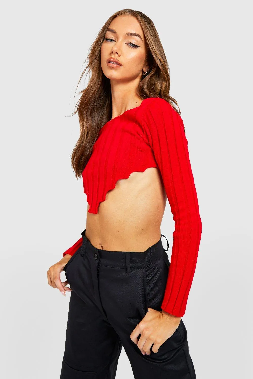 Wide Rib Knit Crop Corset Sweater