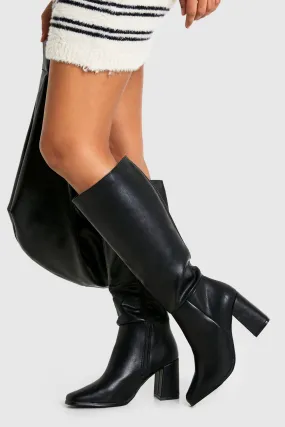 Wide Width Square Toe Knee High Boots