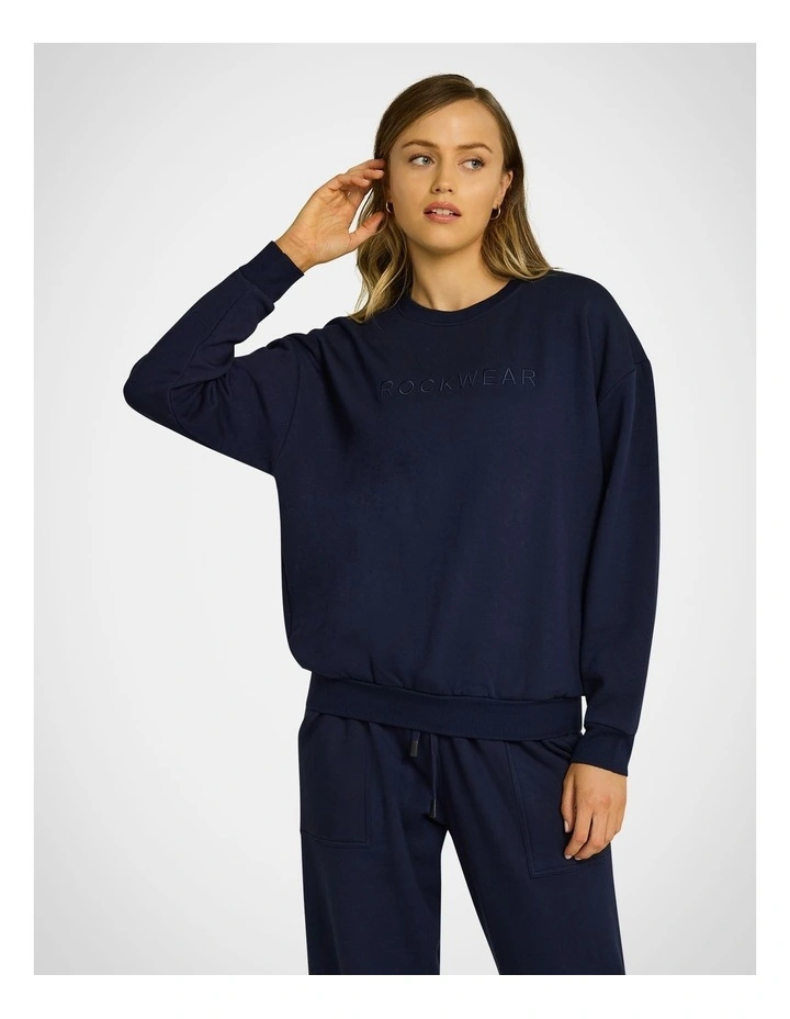 Wind Down Fleece Crew in French Navy