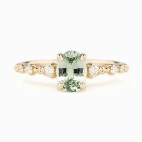 Wisteria Ring 1.06ct Light Green Madagascar Sapphire, 14K Yellow Gold (One of a kind)