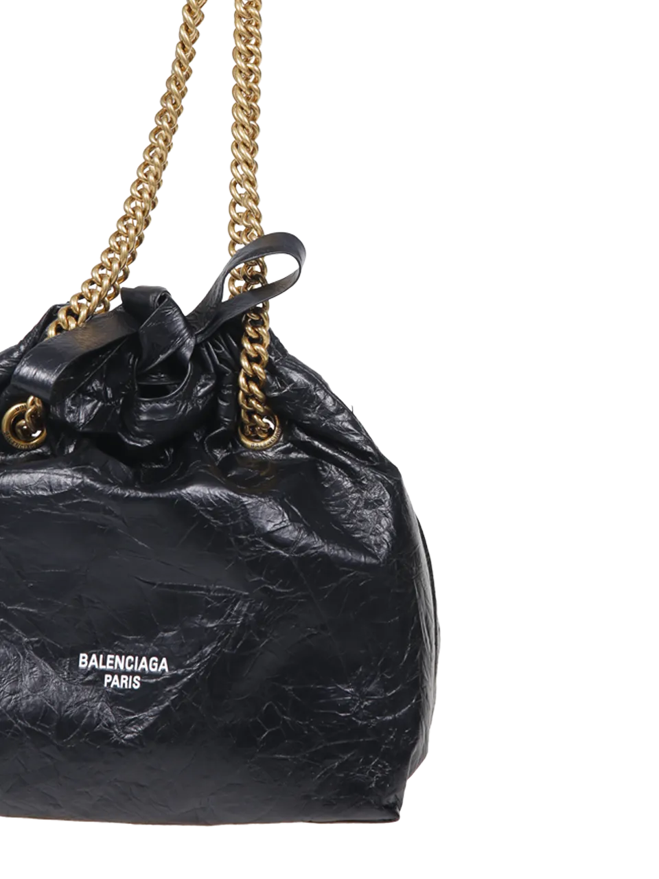 WOMAN BALENCIAGA BLACK CALF LEATHER SMALL CRUSH TOTE BAG