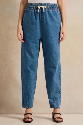 Women Blue Cargo Jeans