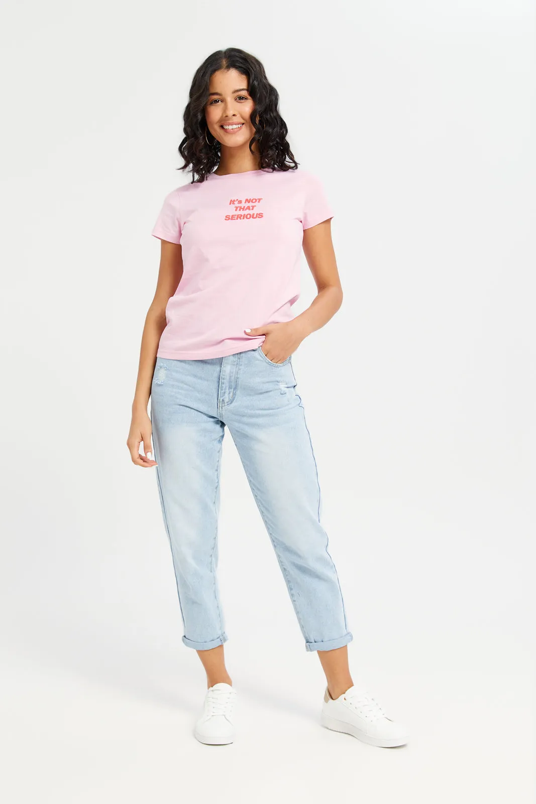 Women Blue High Waist Mom Jeans