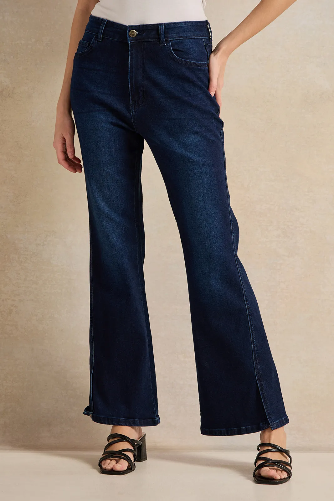 Women Navy Flare Fit Jeans