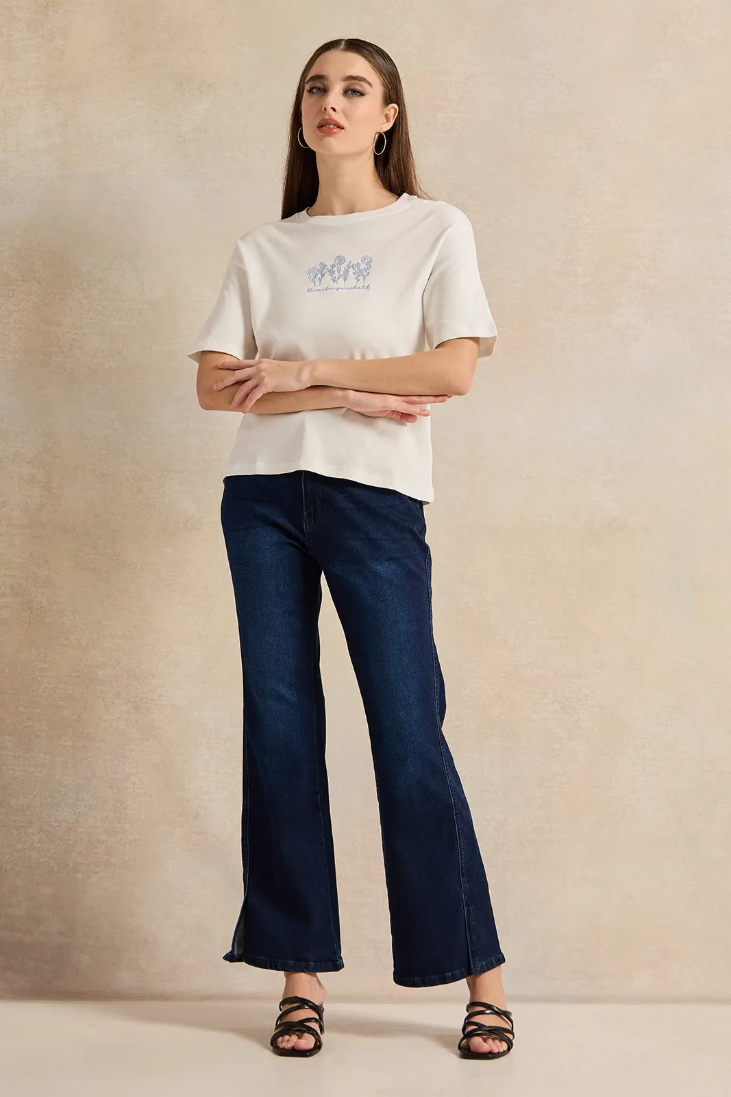 Women Navy Flare Fit Jeans