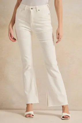 Women White 5-Pocket Flared Denim Jeans