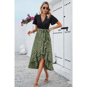 Women's Floral Fusion Wrap Midi Dress
