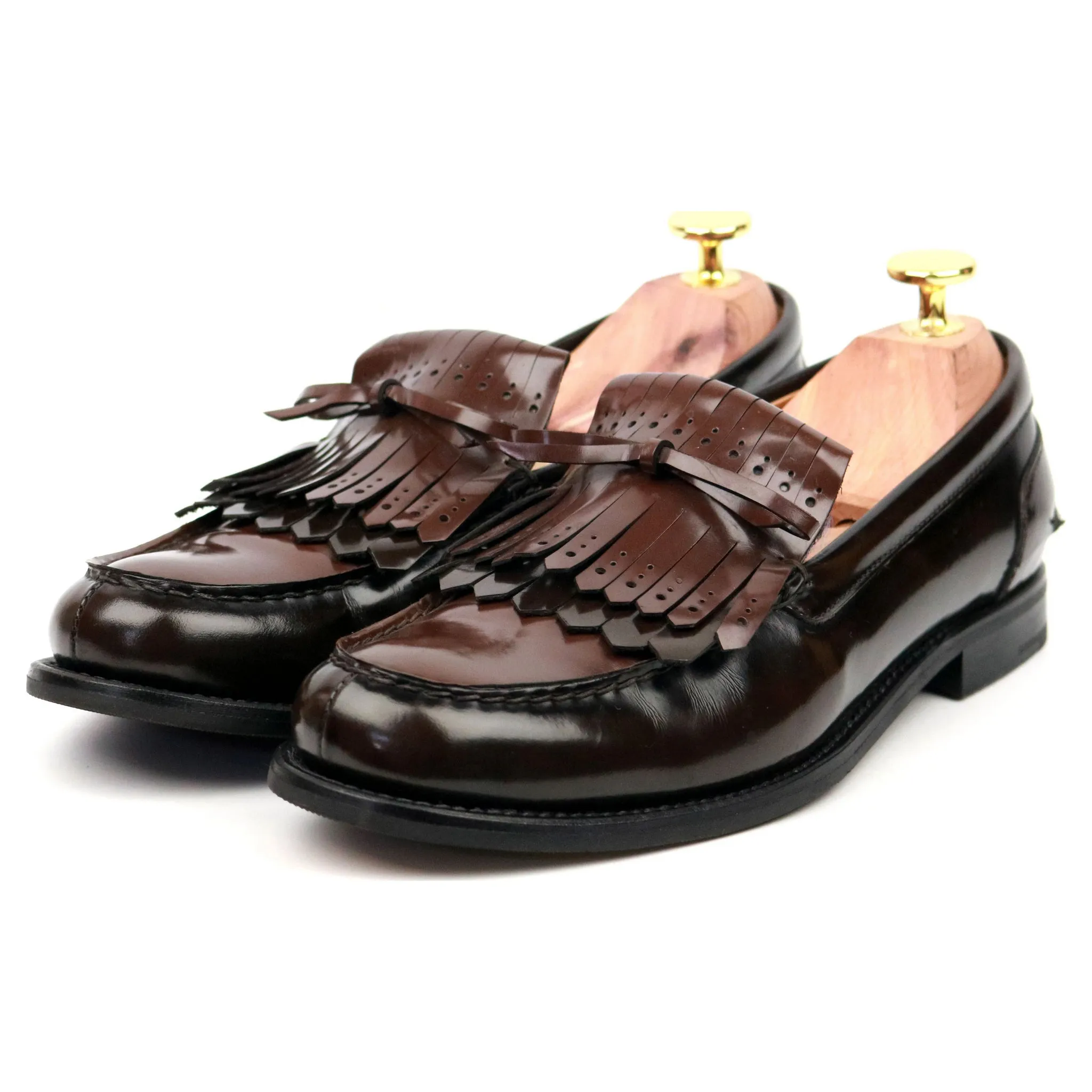 Women's 'Antonella' Brown Leather Fringe Loafers UK 3.5