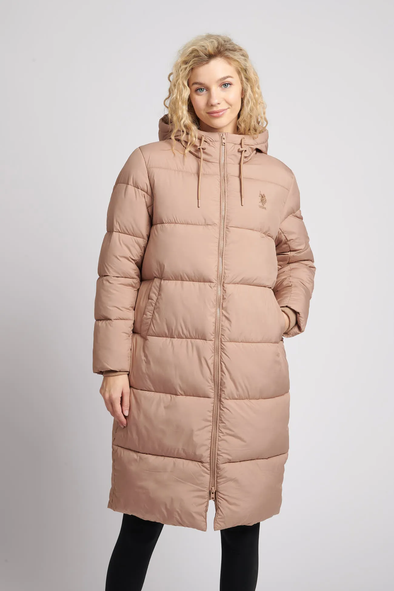 Womens Long Line Puffer Coat in Affogat