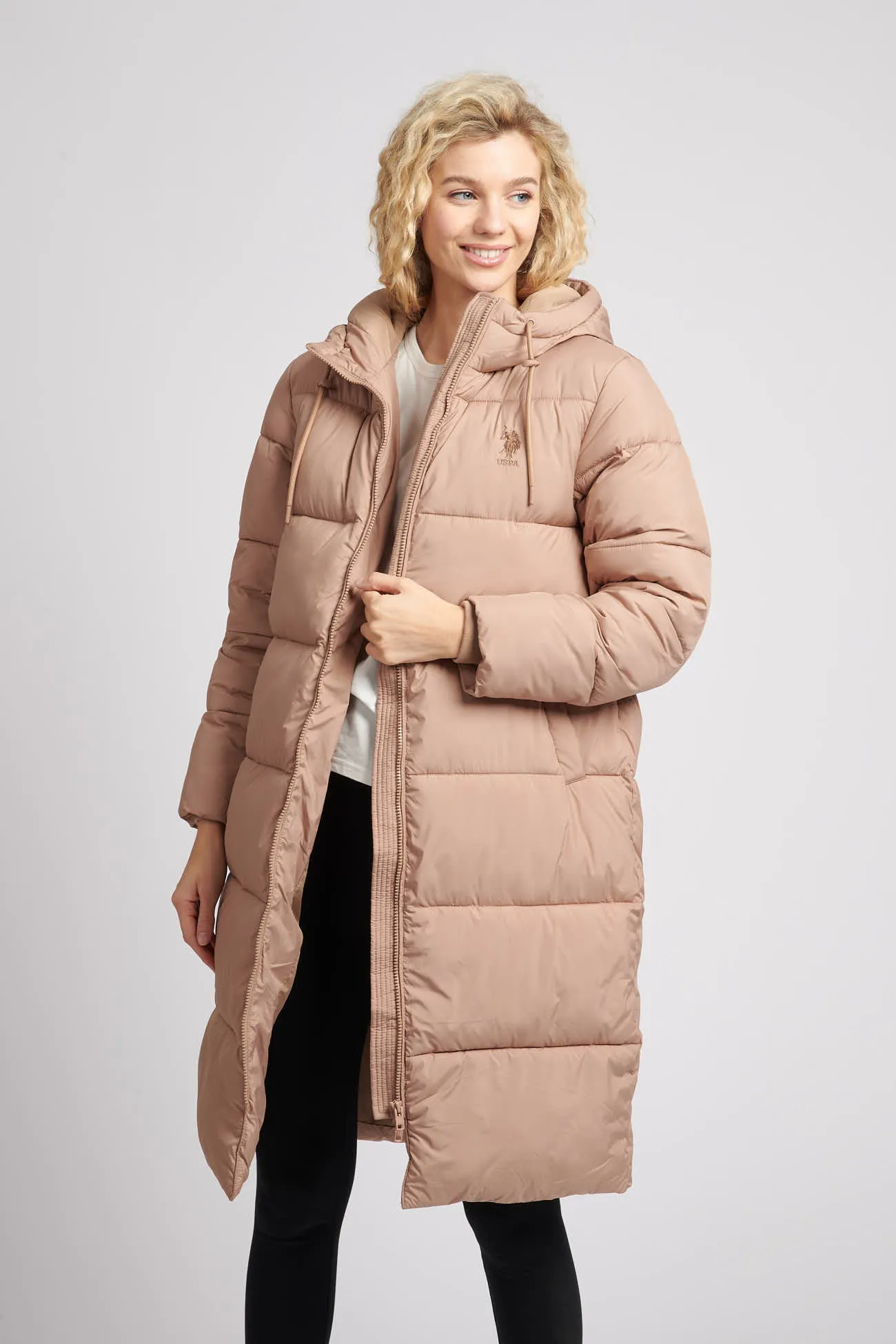 Womens Long Line Puffer Coat in Affogat