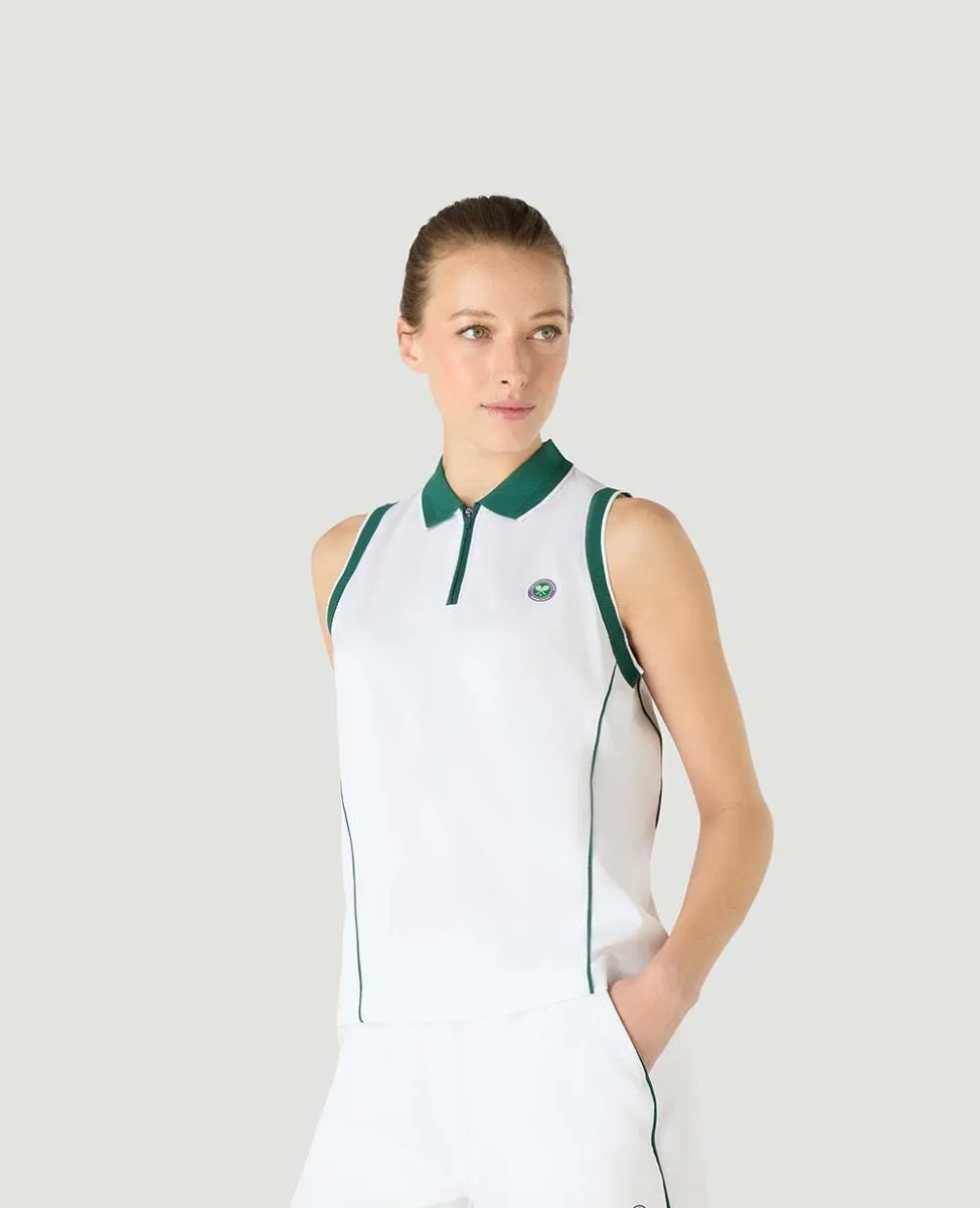 Womens Performance Sleeveless Polo - White