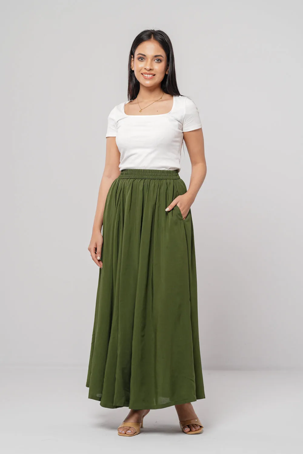 Women's Solid Viscose Skirt