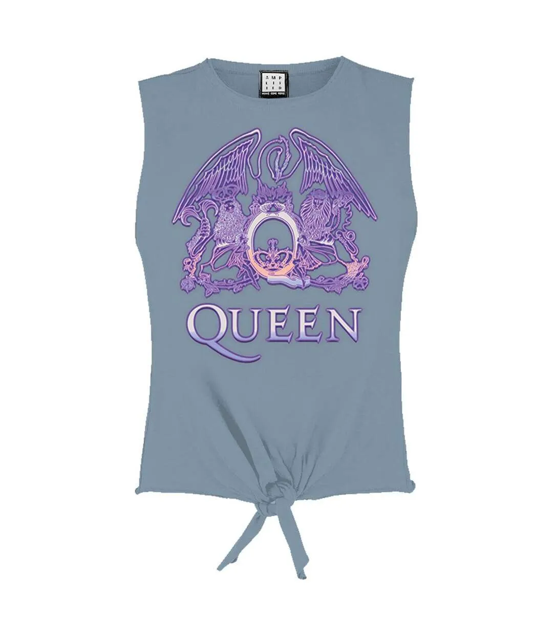 Womens/ladies neon sign queen sleeveless crop top strange blue Amplified