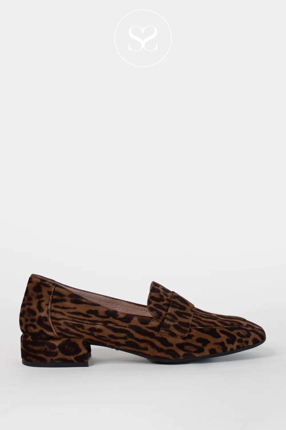 WONDERS C-5020 LEATHER/SUEDE LEOPARD BLOCK HEEL LOAFERS