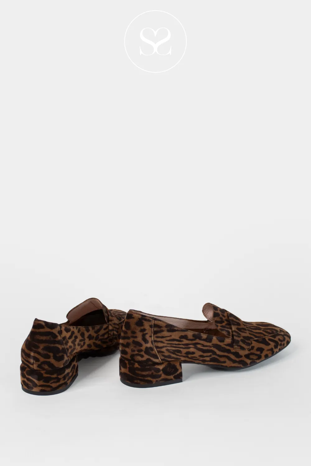 WONDERS C-5020 LEATHER/SUEDE LEOPARD BLOCK HEEL LOAFERS