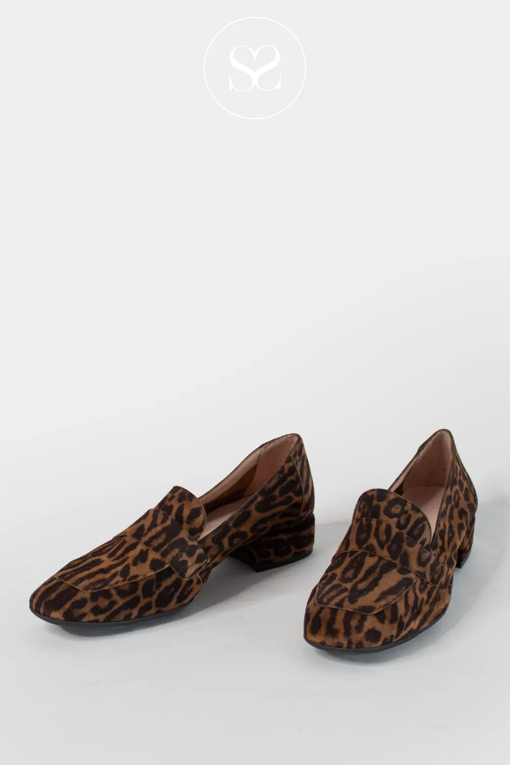 WONDERS C-5020 LEATHER/SUEDE LEOPARD BLOCK HEEL LOAFERS