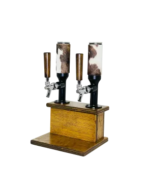 Wood & Cowhide Double Tower Black - Two Variants