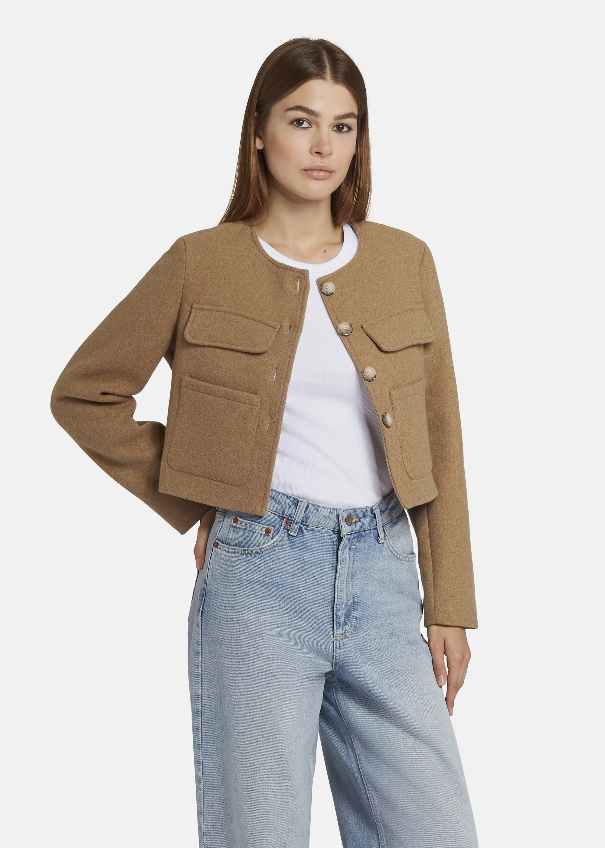 Wool jacket with pockets - LANEVIA in BEIGE