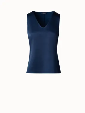 Wool Satin Sleeveless Blouse Top