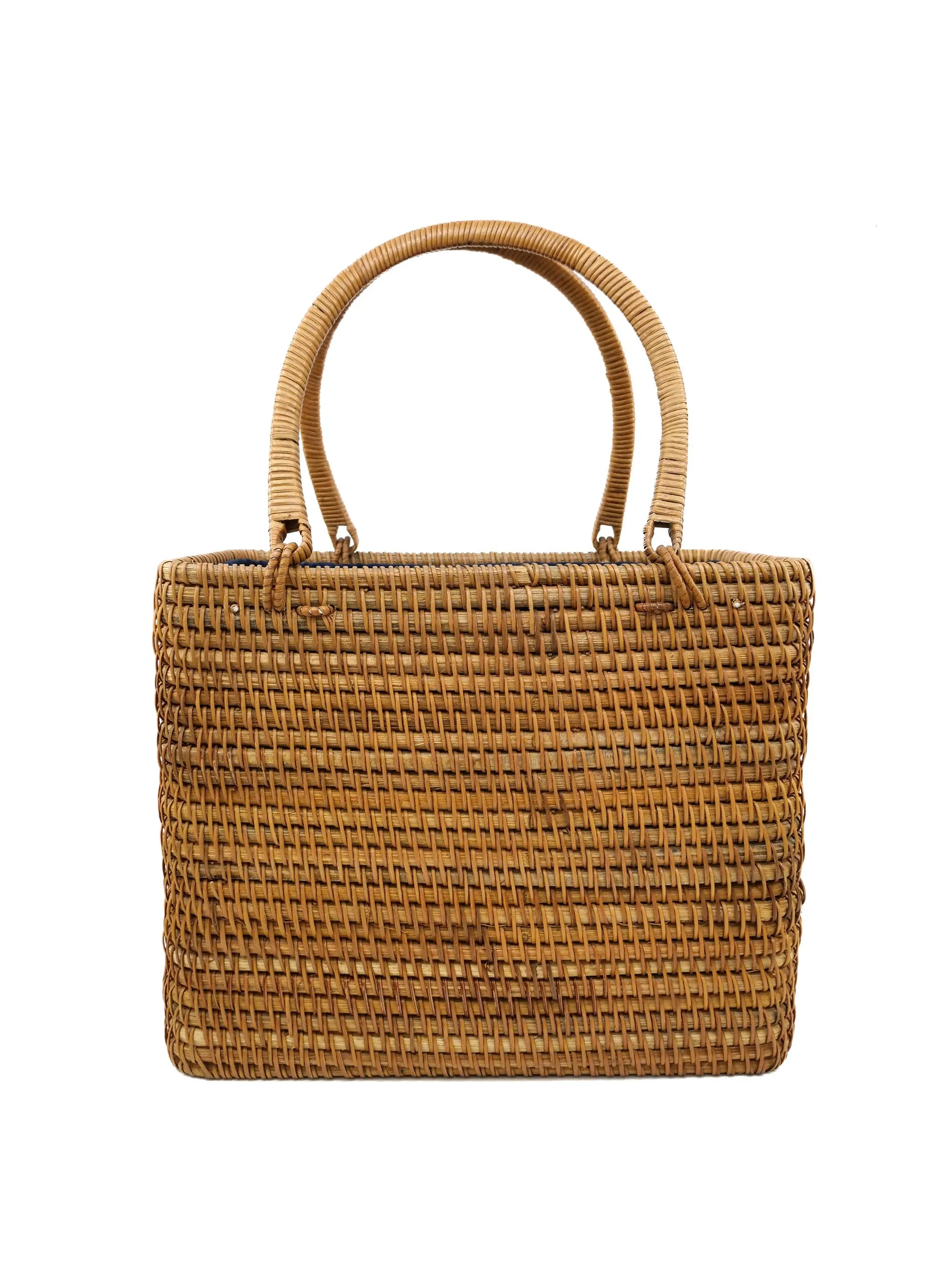 Woven Wicker Basket Tote