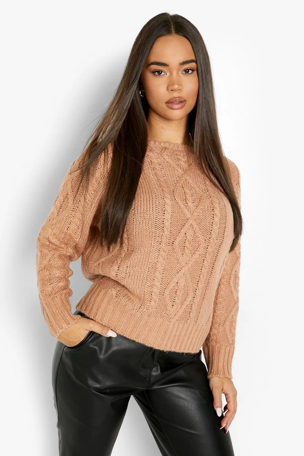 Wrap Back Cable Knitted Sweater