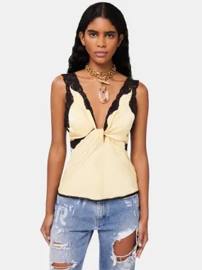 Yellow Lace Detail Tank Top