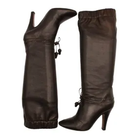 YSL Yves Saint Lauren Brown Leather Knee High Boots