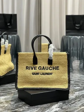 Yves Saint Laurent Rive Gauche Tote Bag In Raffia