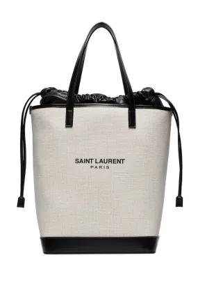 Yves Saint Laurent Teddy Medium Canvas Handle Bucket Tote Bag