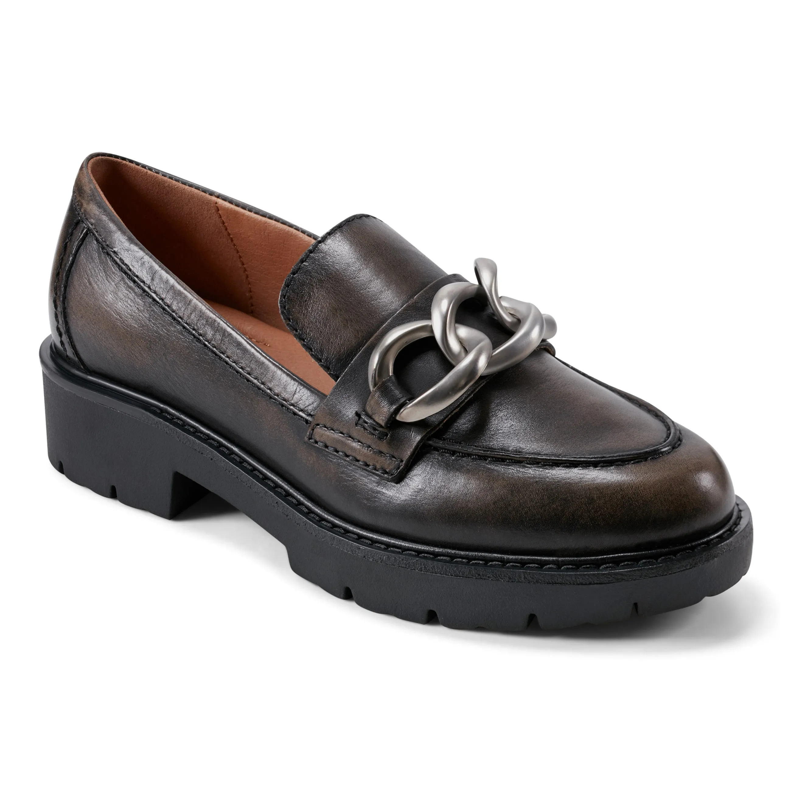 Zalor Round Toe Lug Sole Casual Slip-on Loafers