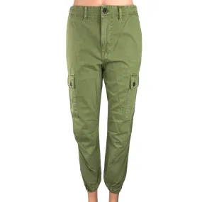 Zara Women's Green High Rise Cuff Hem Tapered Relaxed Ankle Cargo Pants Size 2